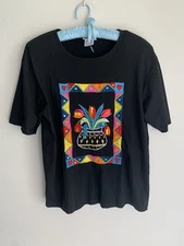 M Vintage 80s 90s All Points Reference Point Tulip Embroidery T-shirt Floral