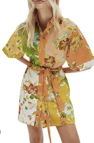 Alemais Hotel Lamu Spliced Mini Shirt Dress Size AU 10 US 6 In New Condition