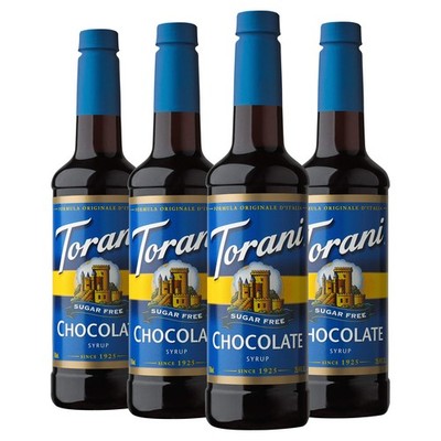 Torani Sugar Free Chocolate Flavored Drink Syrup, 25.4 fl oz (Pack of 4)