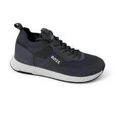 Image of Mens Trainers BOSS Grey Casual Sneakers With Logo - Titanium Slon Size 10
