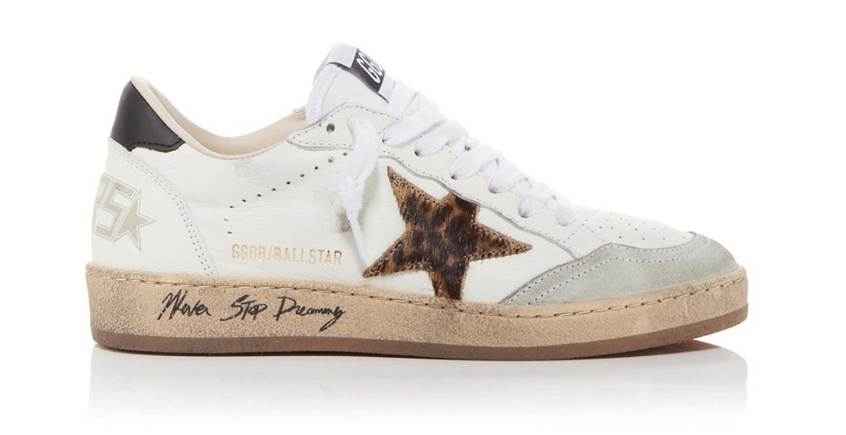  Ballstar Low-Top Sneakers in Black, White & Tan Golden Goose Men main image 3