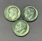 Lot of (3) Four Roosevelt Dimes - 90% Silver - All 3 are 1964 D - Nice