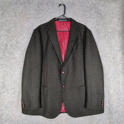 Marks & Spencer Moon Tweed Sakko Gr. 46 L Grün Fischgrät Country Hacking
