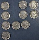 1930-1937 5C BUFFALO NICKEL Lot of 10 KM# 134 Grade: VG & Better A6856
