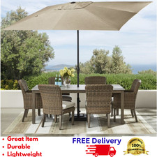 10' Rectangular Patio Umbrella Sunbrella Fabric Cast Shale Tilt Outdoor