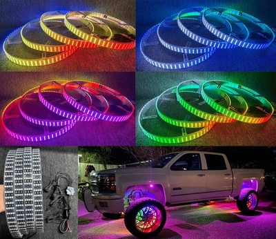 Tzvmny 15.5'' Quad Row Wheel Lights RGB + Dream Color CHASING Remote + Bluetooth