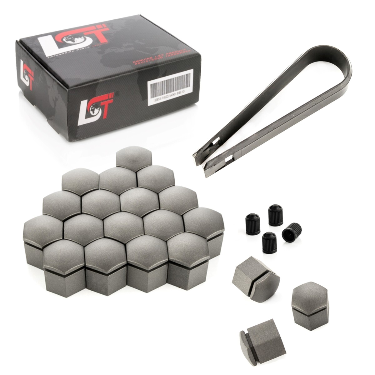 20X Wheel Nut Caps Set Gray 19 Mm For PORSCHE