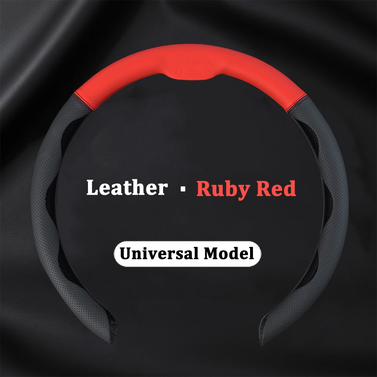 Black Leather Breathable Non-Slip Red Steering Wheel Cover for Cars