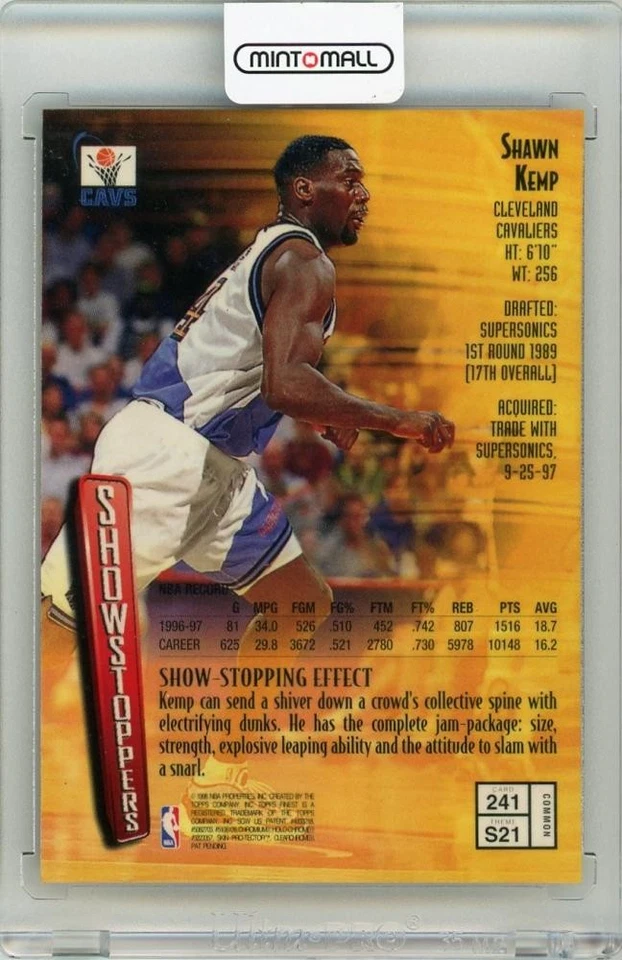 1997-98 Topps Finest Shawn Kemp 241 B Cleveland Cavaliers - Image 2 of 2