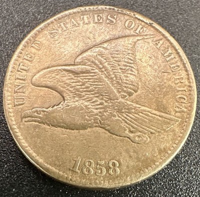 1858 Flying Eagle One Cent Coin with Large Letters Circulated 