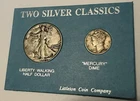 2 Silver Classics Mercury Dime and Walking Liberty Half Dollar SILVER LITTLETON