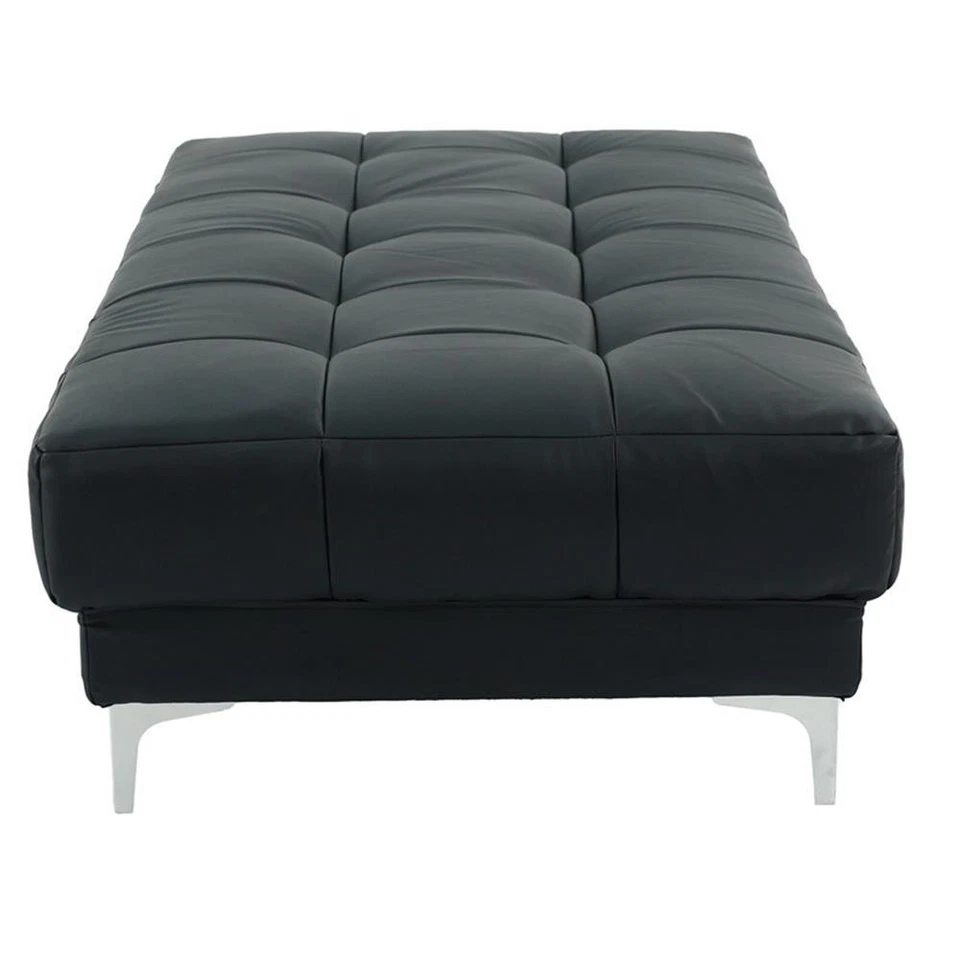 Poundex Furniture Faux Leather Tufted Cocktail Ottoman in Black Color - Image 4 of 4