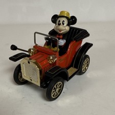 Vintage Tin Toy Masudaya Mickey Mouse Car Red Black 1981