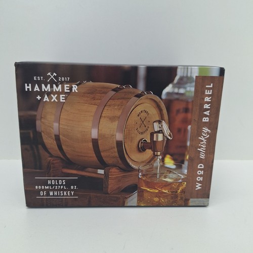 Hammer + Axe Wood Whiskey Barrel 800ml 27oz Spirit Infuser Dispenser