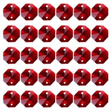 PATIKIL K9 Crystal Octagon Beads 2 Holes Pendants, 60 Pack 14mm, Dark Red