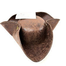 Nicky Brigs Novelties Pirate Hat Brown Tricorne Faux Leather Colonial Costume