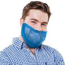 Blue Disposable Beard Nets Polypropylene Elastic Band 100 Count 18 in