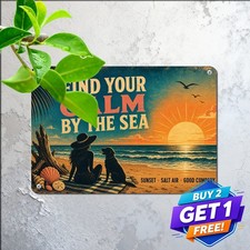 Coastal Sunset Ocean Wave Decor Metal Sign Vintage Cottage Decor 8x12