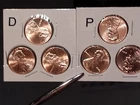 2 SETS OF KEY DATE 2025 P AND D LINCOLN CENTS IN HOLDERS W/LABELS BRILLIANT UNC