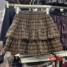 Y2K Fairycore Cottagecore Soft Girl Ruffle Lace Mini Skirt Tiered Coquette S-L