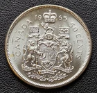 1965 Canada Silver 50-Cent Half Dollar Coin - 80% Silver - Brilliant UNC