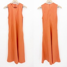ZARA Orange Linen Blend Sleeveless Midi Dress S Summer Minimalist Old Money