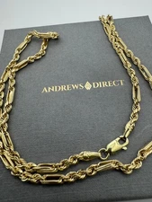 9ct Yellow Gold Diamond Cut 2.8mm Width Fancy FigaroRope 18" / 45cm Chain (1185)