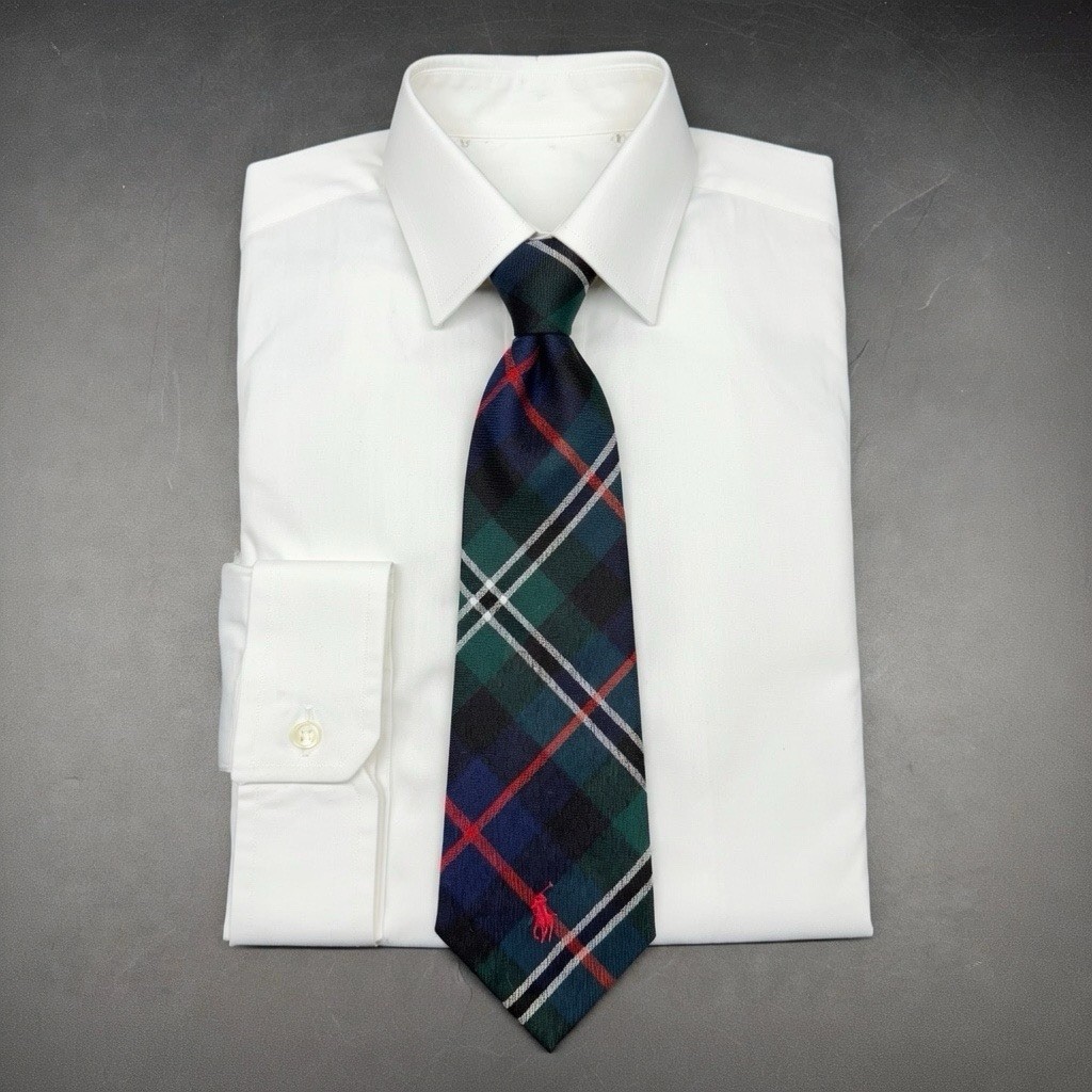 Polo Ralph Lauren Wool Plaid Tie Red Pony Tartan Vintage Made in USA 4”