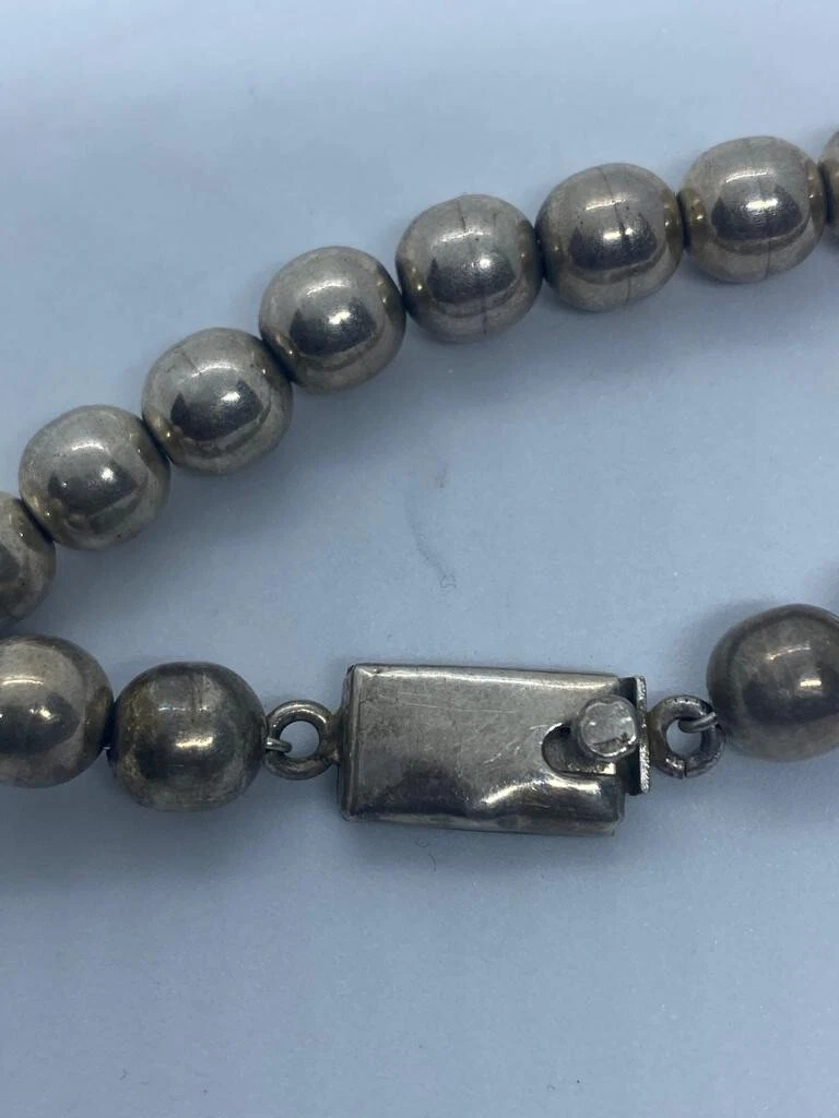 Vintage Mexico Sterling Silver Ball bead Mexican necklace Taxco TD-29. 17 inches