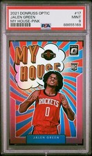 2021-22 Jalen Green /25 Donruss Optic Pink Prizm My House #17 Rookie RC PSA 9!!