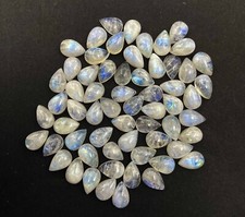 Natural Rainbow Moonstone Pear Cabochon Loose Gemstone Lot 30 Pcs 8 12 MM 100 CT