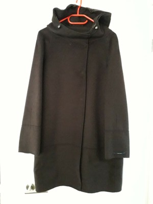 midi angora/wool hooded coat 