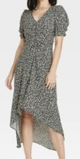 Women's Crepe Short Sleeve Midi Dress - A New Day floral size M