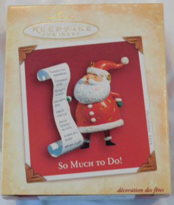 New Hallmark Keepsake Ornament So Much to Do, Santa and His List, 2004, Box