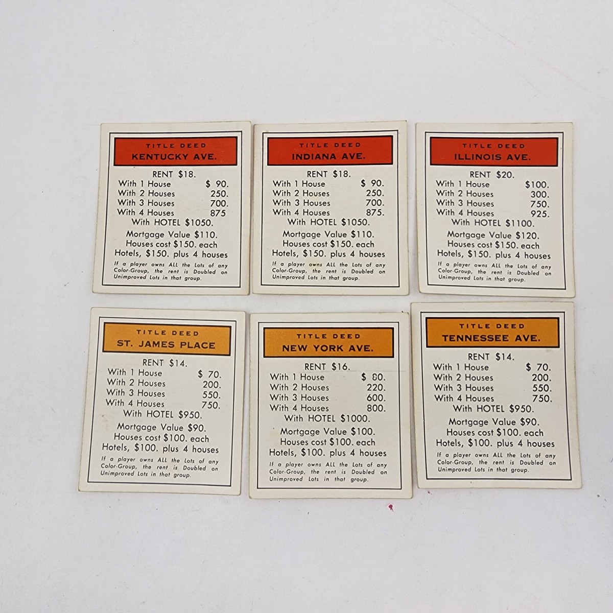 Vintage Monopoly Board Game 1973 Property Deed Replacement