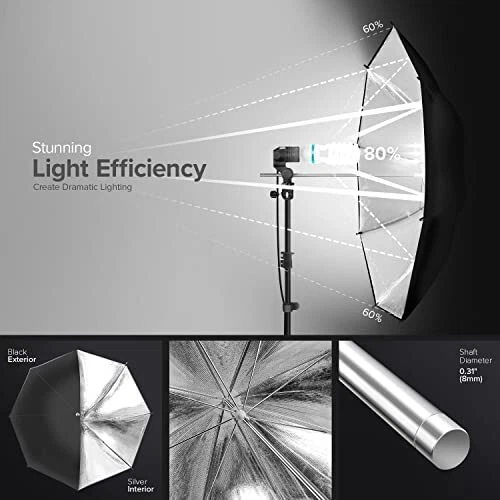 700W Output Lighting Series Soft Continuous Lighting Kit White & Black Umbrella - Image 4 of 4