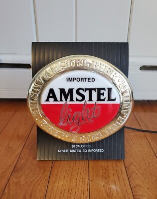VINTAGE AMSTEL LIGHT LIGHTED IMPORTED BEER TABLETOP SIGN