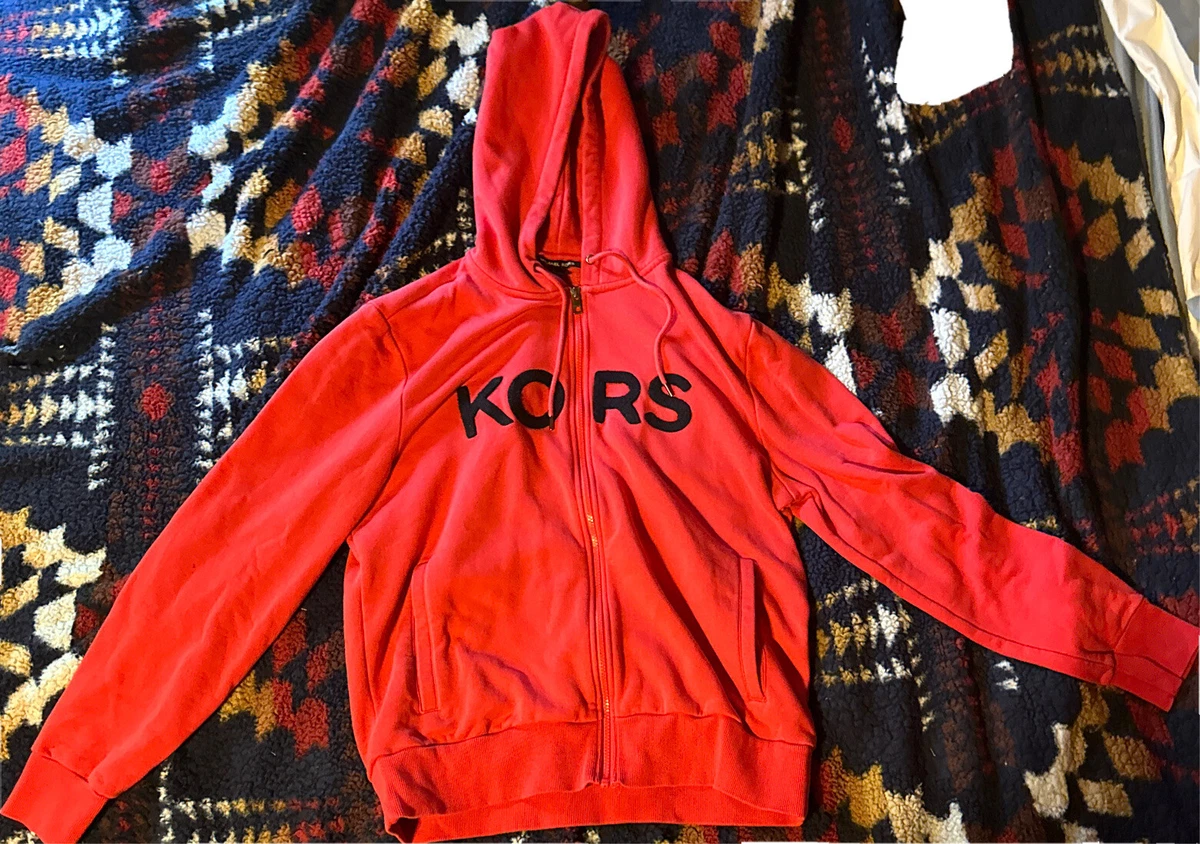 Michael Kors Full Zip up Hoodie big print KORS size Large in men,red and  black | eBay