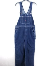 Big Mac Mens Denim Bib Overalls Size 40x32 Dark Wash Cotton Blend