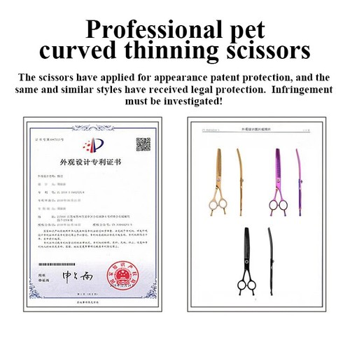 High-end 7.25'' Professional Dog Grooming Scissor Curved Thinning Shears For Cat - Picture 6 of 49