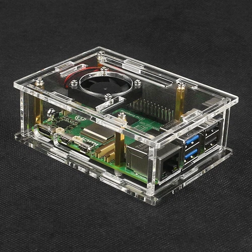For Raspberry Pi 5 Acrylic Case Transparent Case Computer Case with Cooling Fan