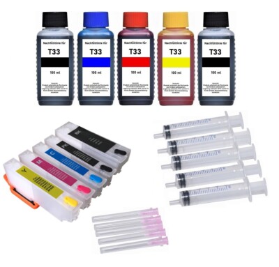  Wiederbefüllbare Patronen T33 + 500 ml Tinte für XP-530, XP-540, XP-630, XP-635