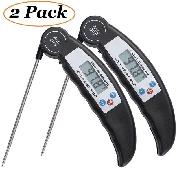 Meat Thermometer Probe Grill Instant Read Food , 2 Pcs , Black