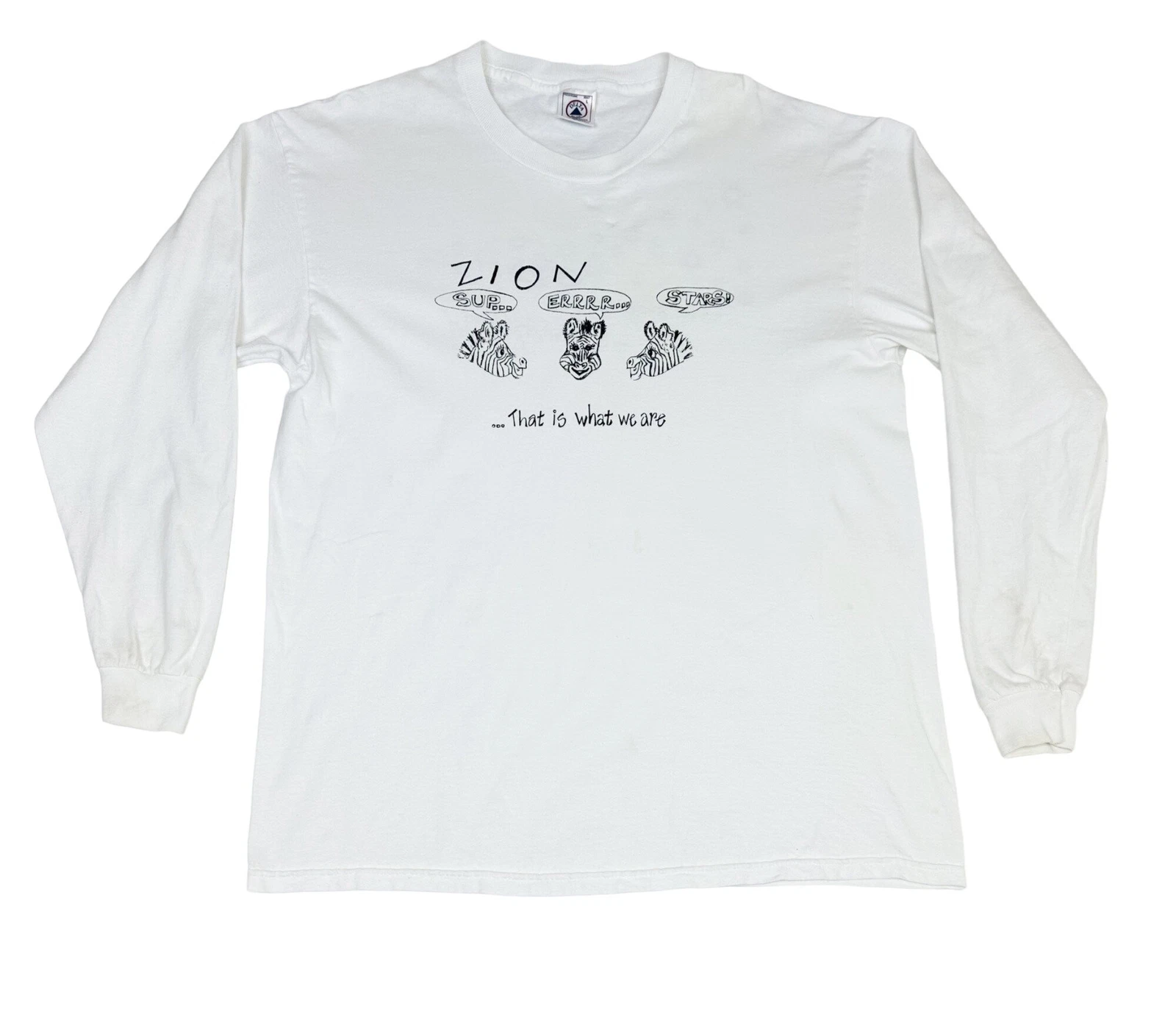 Vintage Jewish World T-shirt Long Sleeve Large White Zion Super Stars Camp