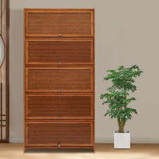 11-Tier Bamboo Shoe Cabinet Shoe Rack Cabinet W/ Flip Door For Storing Trainer