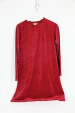 J. Jill Women Long Sleeves Dress New XS Red Velvet Pocket Winter holiday festive