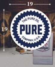 19" x 19" Pure Oil Company Shield Gas Vinyl Decal Lubester Oil Pump Can Lubster