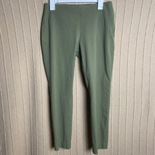 A New Day Pants Womens Olive Green Side Zip Elastic Waist Band Faux Pockets 8