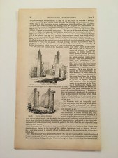K65) Egyptian Portal At Luxor Carnac Columns Architecture History 1842 Engraving