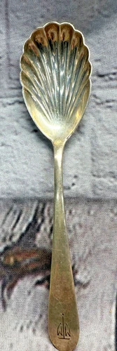 OLD MARYLAND PLAIN S. Kirk & Son Silver ~1932 Sugar Shell Spoon w/Monogram